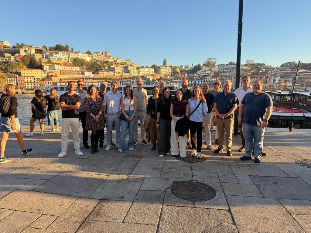 TeleGraft consortium members walking by the Douro River in Porto during the Annual Autumn Meeting.